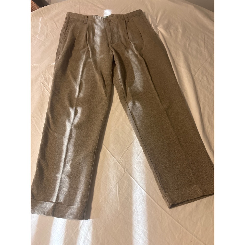 Dockers Authentics Pleated Pants Mens 36x30 Brown  Cuffed Chinos